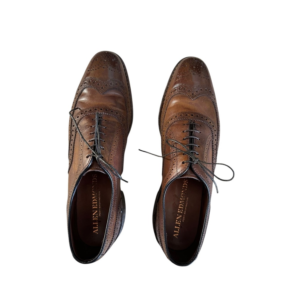 Allen Edmonds Wingtip McAllister‎ Shoes Brown Leather Lace Up Mens Size  10.5 - Picture 2 of 9